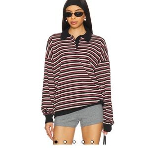 Lioness Black and Red Striped Top